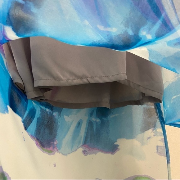 AQUA Halter Blue Watercolor Flowy Maxi Dress size XS - Picture 10 of 12